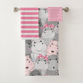Cute Baby Hippo Bathroom Towel Set Bad Handdoek
