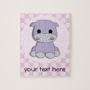 Cute baby hippo cartoon aangepaste kinder puzzel legpuzzel