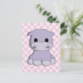 Cute baby hippo cartoon kinder briefkaart (Staand voorkant)