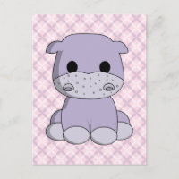 Cute baby hippo cartoon kinder briefkaart
