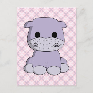 Cute baby hippo cartoon kinder briefkaart