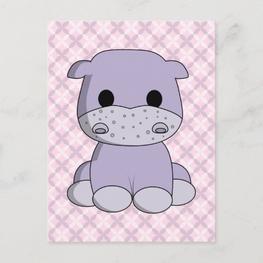 Cute baby hippo cartoon kinder briefkaart (Voorkant)