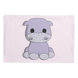 Cute baby hippo cartoon kinder kussensloop