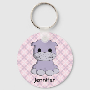 Cute baby hippo cartoon name girl sleutelhanger