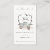 Cute Baby Hippo Foliage Diaper Raffle Baby shower Informatiekaartje (Voorkant)