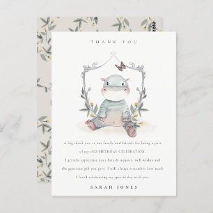 Cute Baby Hippo Foliage Elke zondag bedankt Briefkaart