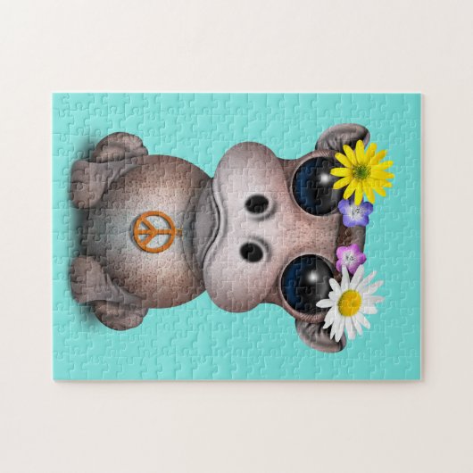 Cute Baby Hippo Hippie Legpuzzel (Horizontaal)