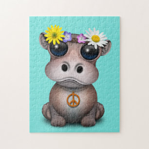 Cute Baby Hippo Hippie Legpuzzel