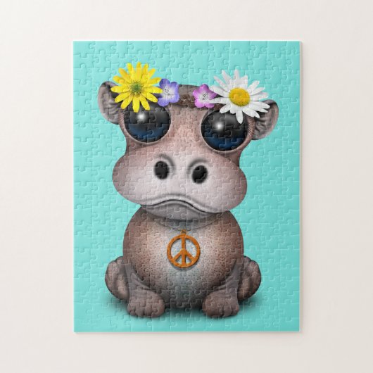 Cute Baby Hippo Hippie Legpuzzel (Verticaal)