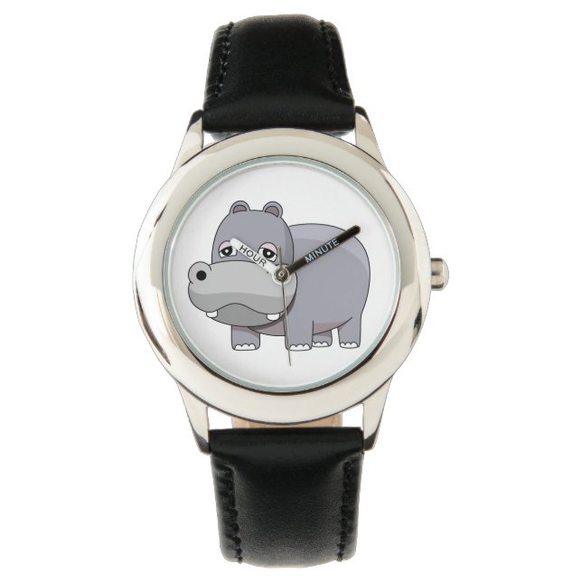 Cute Baby Hippo Horloge (Voorkant)
