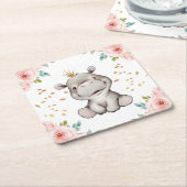 Cute Baby Hippopotamus Paper Onderzetter (Schuin)
