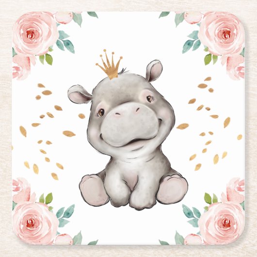 Cute Baby Hippopotamus Paper Onderzetter (Voorkant)