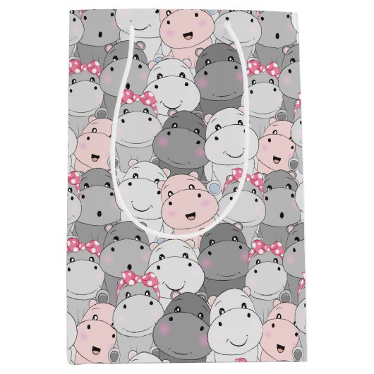 Cute Baby Hippos Gift Bag Medium Cadeauzakje (Voorkant)