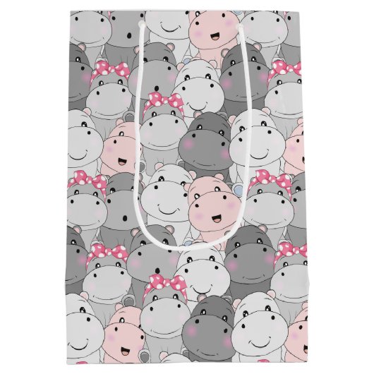 Cute Baby Hippos Gift Bag Medium Cadeauzakje (Achterkant)
