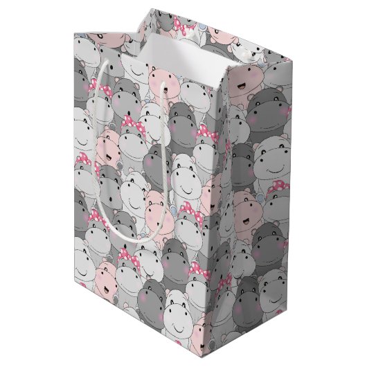 Cute Baby Hippos Gift Bag Medium Cadeauzakje (Achterkant Gekanteld)
