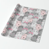 Cute Baby Hippos Wrapping Paper Cadeaupapier (Uitgerold)