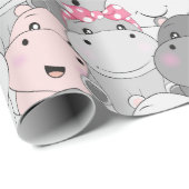 Cute Baby Hippos Wrapping Paper Cadeaupapier (Rol Hoek)