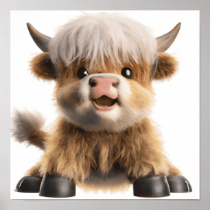 Cute baby hooglandrund poster afdruk