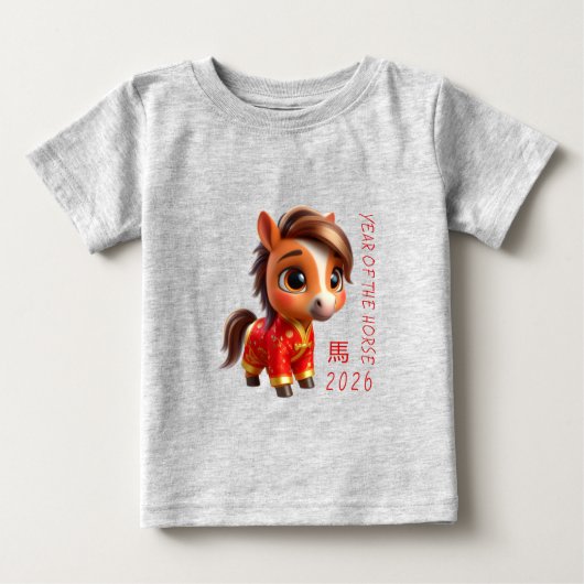 Cute Baby Horse Chinese New Year 2026 Baby T (Voorkant)