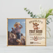 Cute baby horse first rodeo photojarig kaart (Staand voorkant)