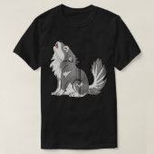 Cute Baby Howling Wolf Cub Sketch Gifts Costume St T-shirt (Design voorkant)