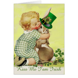 CUTE BABY HUGGING RABBIT Irish St. Patrick's Day