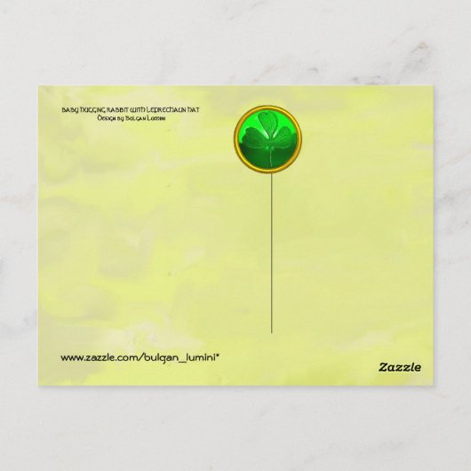 CUTE BABY HUGGING RABBIT Irish St. Patrick's Day Briefkaart (Achterkant)