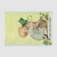 CUTE BABY HUGGING RABBIT Irish St. Patrick's Day