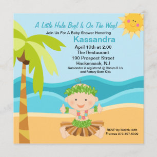 Cute Baby Hula Boy Baby shower Invitation Kaart