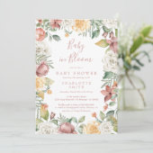 Cute Baby in Bloom Floral Girl Baby shower Boho Kaart (Staand voorkant)