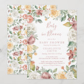 Cute Baby in Bloom Floral Girl Baby shower Boho Kaart (Voorkant / Achterkant)