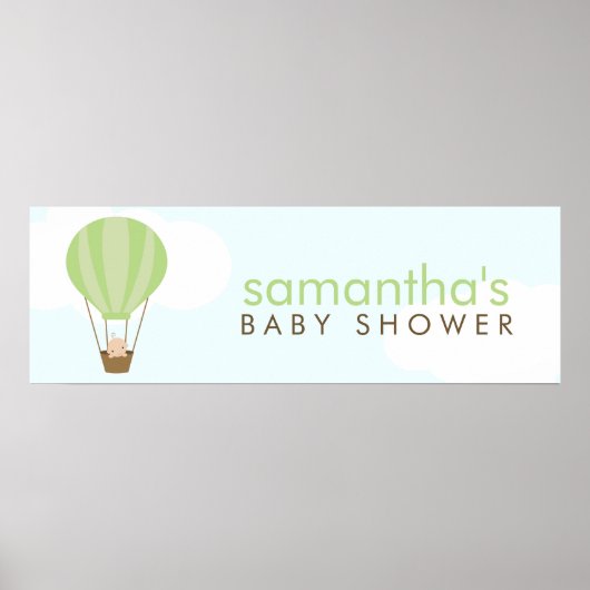 Cute Baby in Green Balloon Poster (Voorkant)