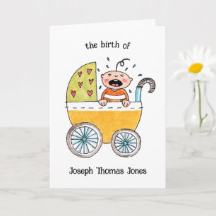 Cute Baby in Kinderwagen Geboortekaart Congratulat Kaart