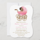 Cute Baby in Stroller Pram Roze Baby shower v2 Kaart (Voorkant)