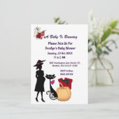 Cute Baby is Brewing Witch Cat Ghost Baby shower Kaart (Staand voorkant)