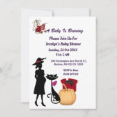 Cute Baby is Brewing Witch Cat Ghost Baby shower Kaart (Voorkant)