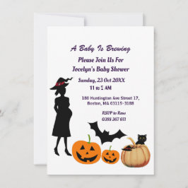 Cute Baby is Brewing Witch Pumpkin Baby shower Kaart