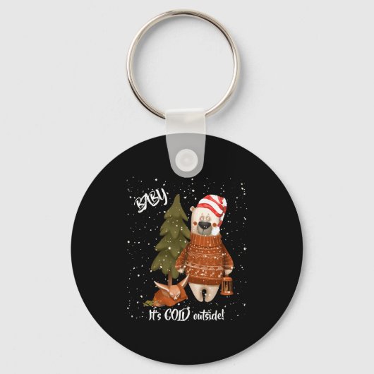 Cute Baby Its Cold Outside Bear And Fox T Shirt Sleutelhanger (Voorkant)