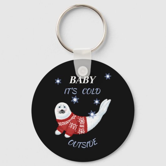 Cute Baby Its Cold Outside Winter Seal T Shirt Sleutelhanger (Voorkant)