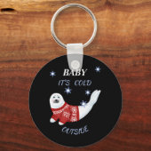 Cute Baby Its Cold Outside Winter Seal T Shirt Sleutelhanger (Voorkant)
