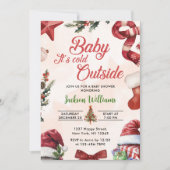 Cute Baby its koude Baby shower buiten Kerstmis Kaart (Voorkant)