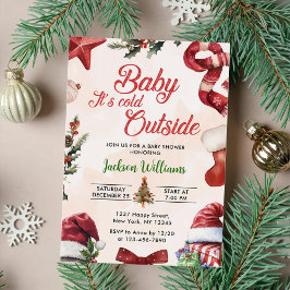 Cute Baby its koude Baby shower buiten Kerstmis Kaart