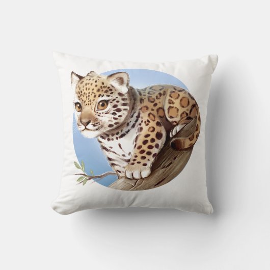 Cute Baby Jaguar Cub Illustratie - Pillow Kussen (Voorkant)