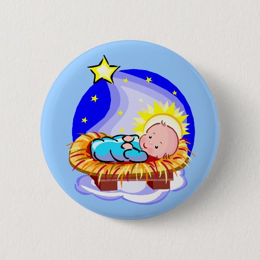 Cute Baby Jesus en Star Ronde Button 5,7 Cm (Voorkant)