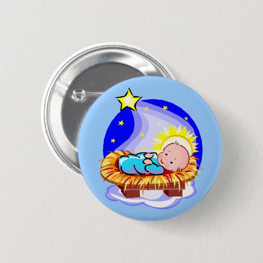 Cute Baby Jesus en Star Ronde Button 5,7 Cm (Voorkant /achterkant)