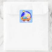 Cute Baby Jesus en Star Vierkante Sticker (Tas)