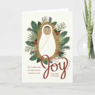 Cute Baby Jesus Script Joy Natitivity Kerstmis Feestdagen Kaart