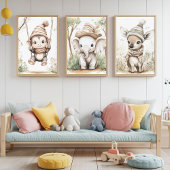 Cute Baby Jungle Animals Muurkunst Sets