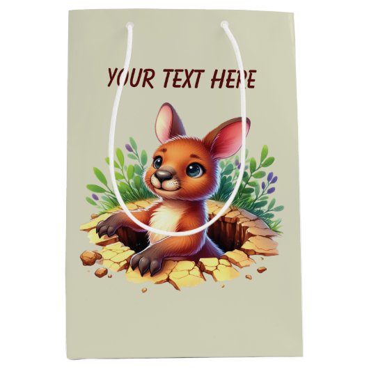 Cute baby Kangaroo customizable  Medium Cadeauzakje (Voorkant)