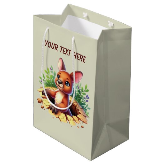 Cute baby Kangaroo customizable  Medium Cadeauzakje (Achterkant Gekanteld)